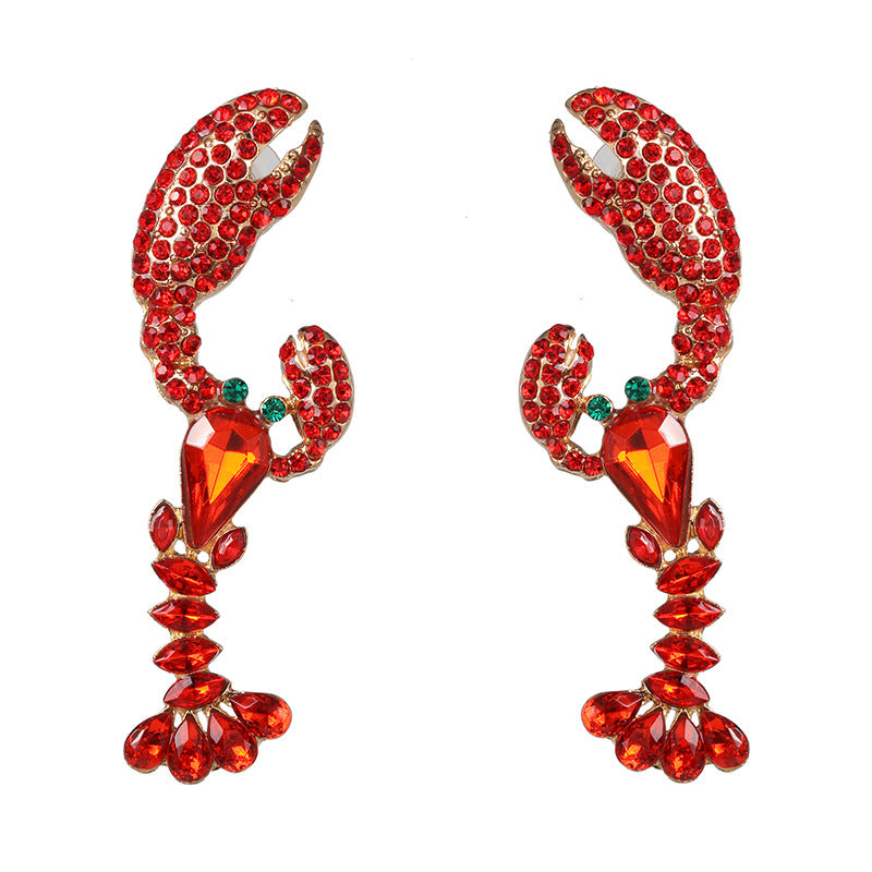 Wholesale Red Lobster Alloy Earrings